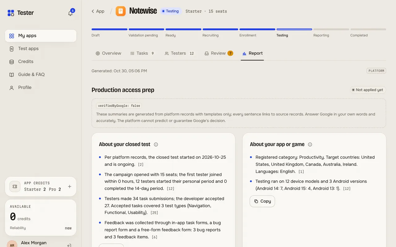 A records-based summary for the production-access questions.